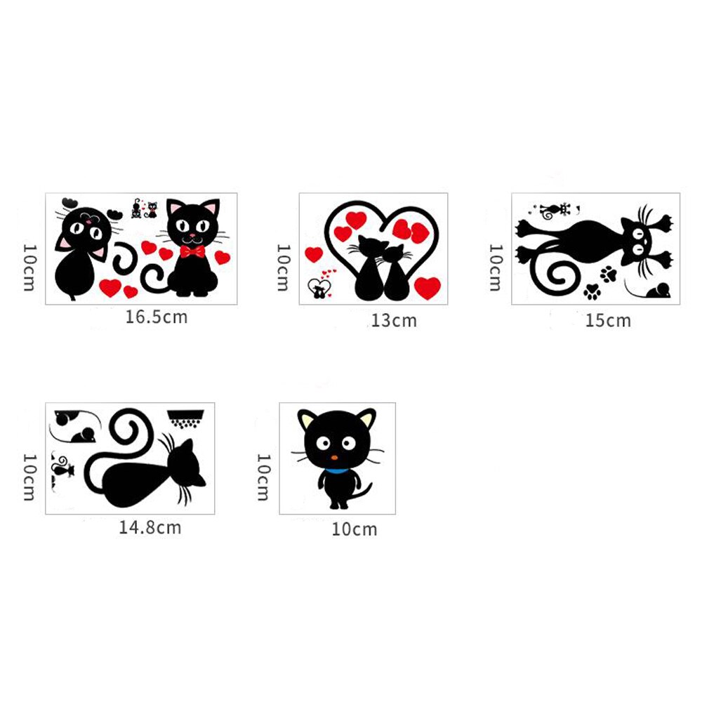 Autocollant Mural amovible en PVC noir | 2 pièces, autocollant de commutation de chat noir, autocollant Mural, dessin animé, pâte de prise d'animaux, décor de maison, chambre d'enfants amusant, bricolage