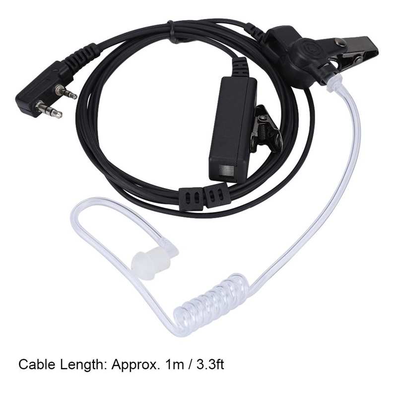 Oreillette talkie-walkie 2- broches avec microphone, conduit d'air ptt, kit de surveillance pour écouteurs talkie-walkie ptt