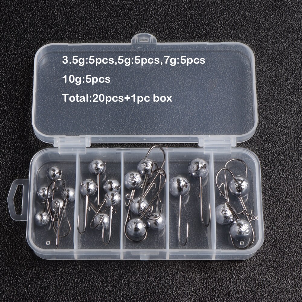 1Box Mixed Weight Jig Head Hook Set Exposed Lead Jig Hooks Crank Jig Head Hook for Carp Fishing Lure Soft Worm: SET8