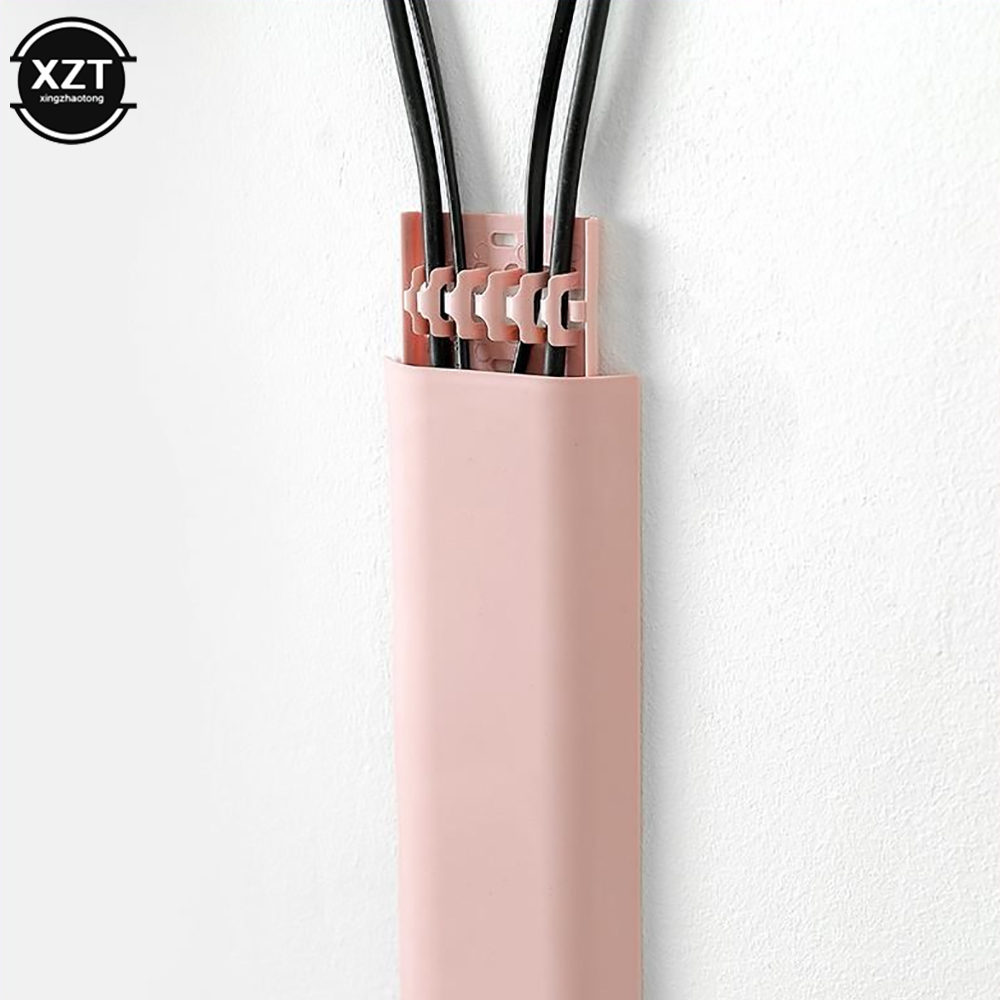 Wall Network Cable Routing Device Tv Cable Cover Trough Invisible Shielding Power Wire Cover Nail Free Wire Storage Organizer: Pink