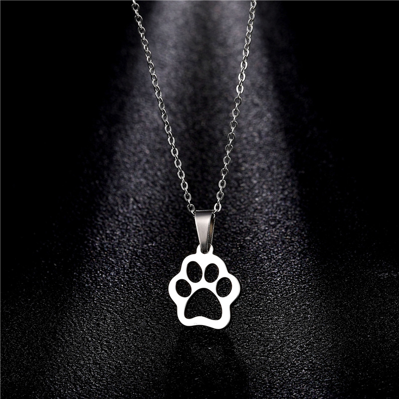 Zilver Kleur Leuke Dierlijke Voetafdrukken Hond Kat Voetafdrukken Poot Kettingen Vogel Hand Hangers Vrouwen Rvs Sieraden