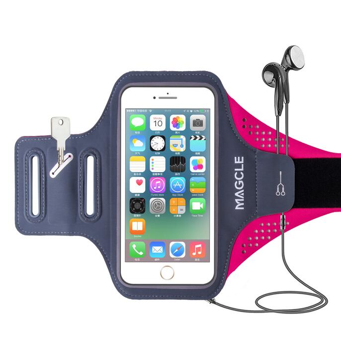 Magcle 5.5 inch armbandhoesje van tpu, sportjoggingarmbandtas voor iphone x, iphone 8 plus, samsung mobiele telefoonhoesje: Roze