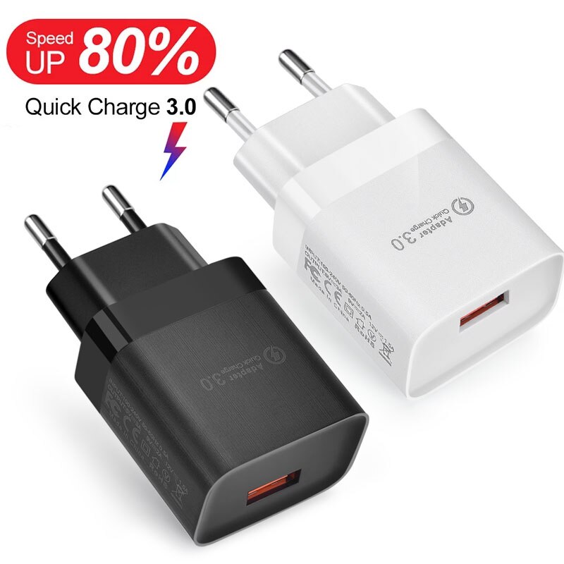 Cargador USB QC 3,0 de 18W, adaptador de carga rápida de teléfono para Realme, C21, Samsung, Xiaomi 11 Lite