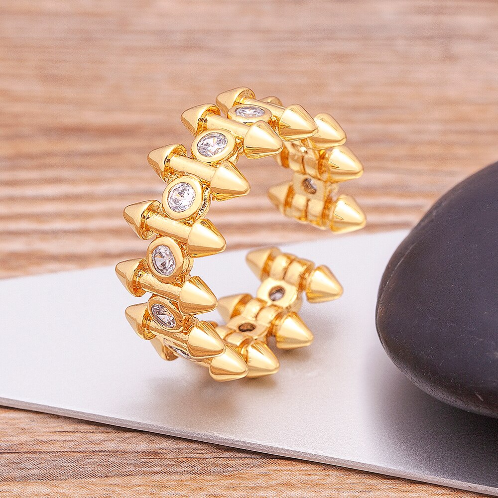 Bague de fiançailles en forme de X pour femmes, anneau de luxe, pavé de Zircon couleur or, bijoux élégants simples, ouvert, réglable, offre spéciale