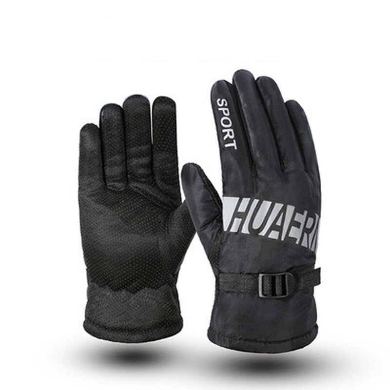 Antislip ski-add pluche zwarte handschoenen grote handschoenen herfst winter warme motorrijden heren handschoenen: K-st-j