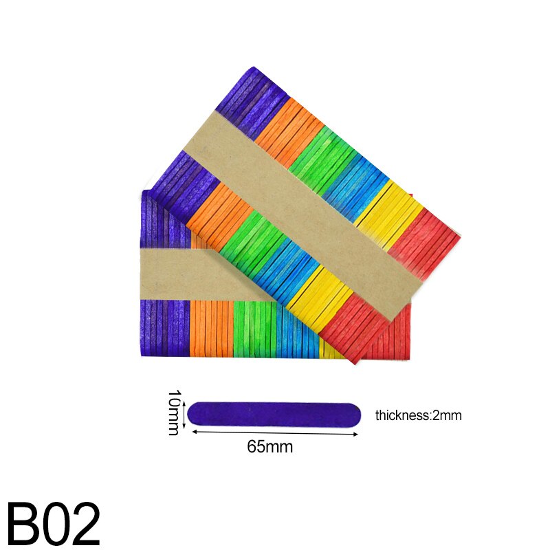 50pcs/lot Popsicle Stick Natural Wood Ice Cream Sticks Kids DIY Hand Crafts Ice Cube Making Cream Tools Model Lollipop Cake Mold: B02