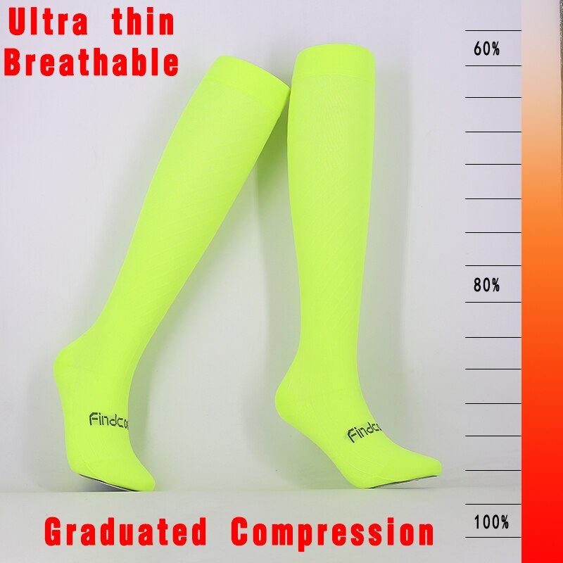 Calze da Fitness a compressione sottile estiva Findcool calze da ciclismo da corsa per donna: Fluorescent Yellow