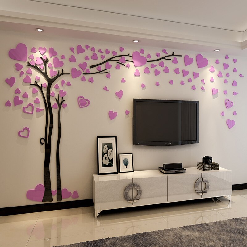 Love tree TV background wall decoration acrylic wall paste 3D living room sofa wall stickers