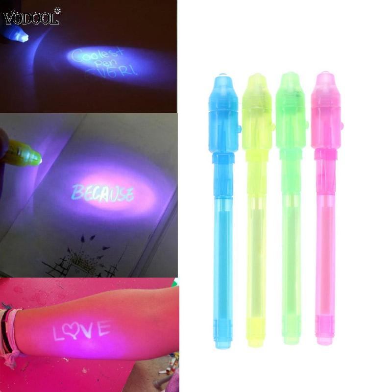 VODOOL 4Pcs Magic 2 in 1 UV Black Light Marker Pen Highlighters Invisible Ink Pens School Office Drawing Supplies