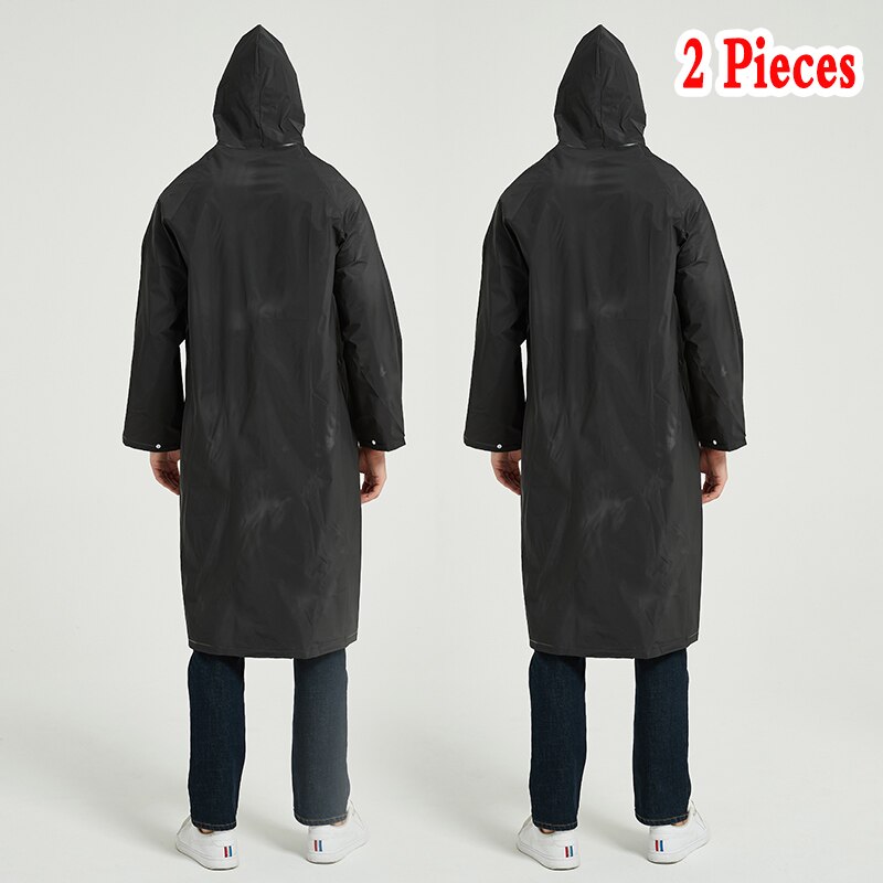 2 Pieces Women RAINCOAT Men Rain Coat Impermeable mujer para lluvia RAIN jacket Capa de chuva Poncho Waterproof Rain Suit: 2Pieces-Black-NoLOGO