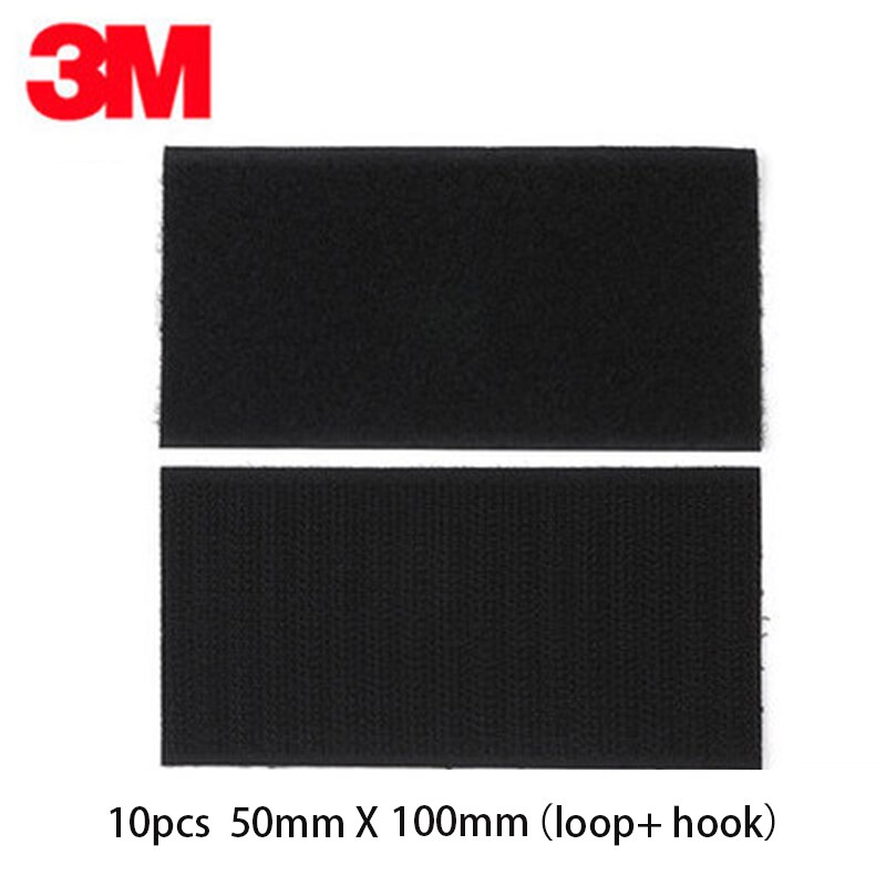10PCS 3M Double-sided Adhesive Velcros Strong Self-adhesive Hook and Loop Tape nylon sticker velcros Glue for DIY fixing automob: black 50mm x 100mm