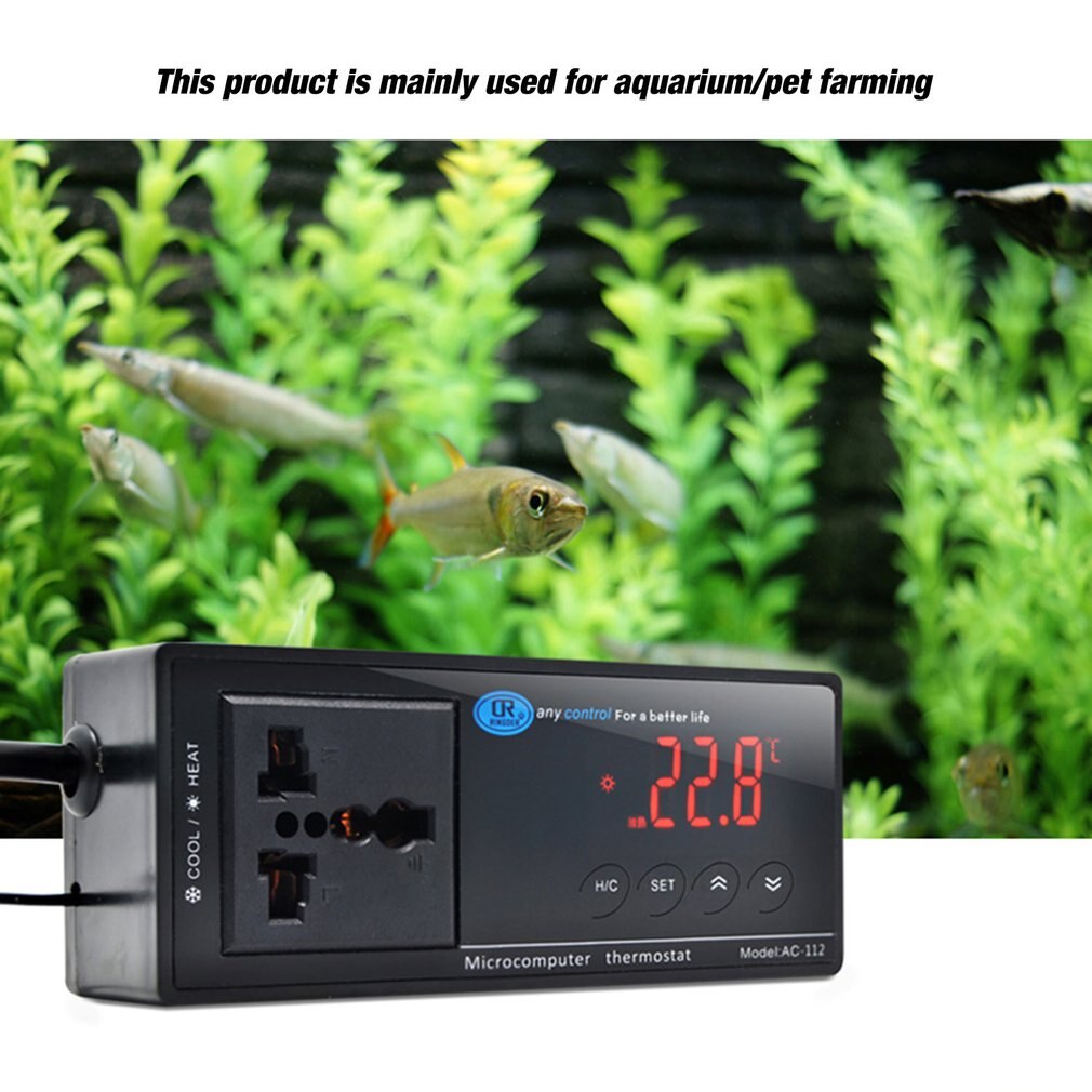AC-112V akwarium regulator temperatury gadów cyfrowy wyświetlacz inteligentny termostat wtykowy uniwersalny regulator gniazda