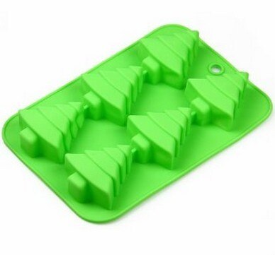 6 Holes Xmas Christmas Tree Silicone Cake Baking Mold Cake Pans Handmade Soap Moulds Muffin Cups Dessert Chocolate Mold Tray