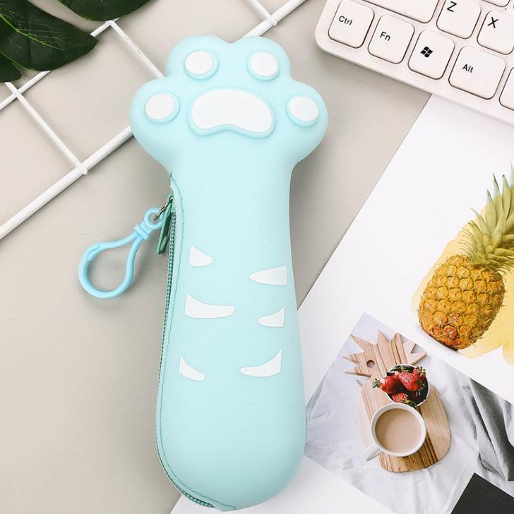 Estuche escolar de frutas con garra de pata de gato, de silicona de gran capacidad, para lápices, papelería, oficina y escuela, 1 Uds.: 4