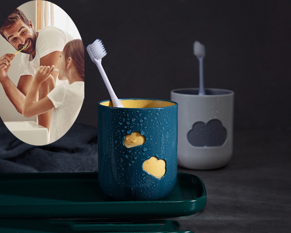 Copo de lavagem bucal criativo em duas cores, copo fosco com estampa de nuvem para casa, presente de casal, porta escovas de dentes, caneca de casa banheiro