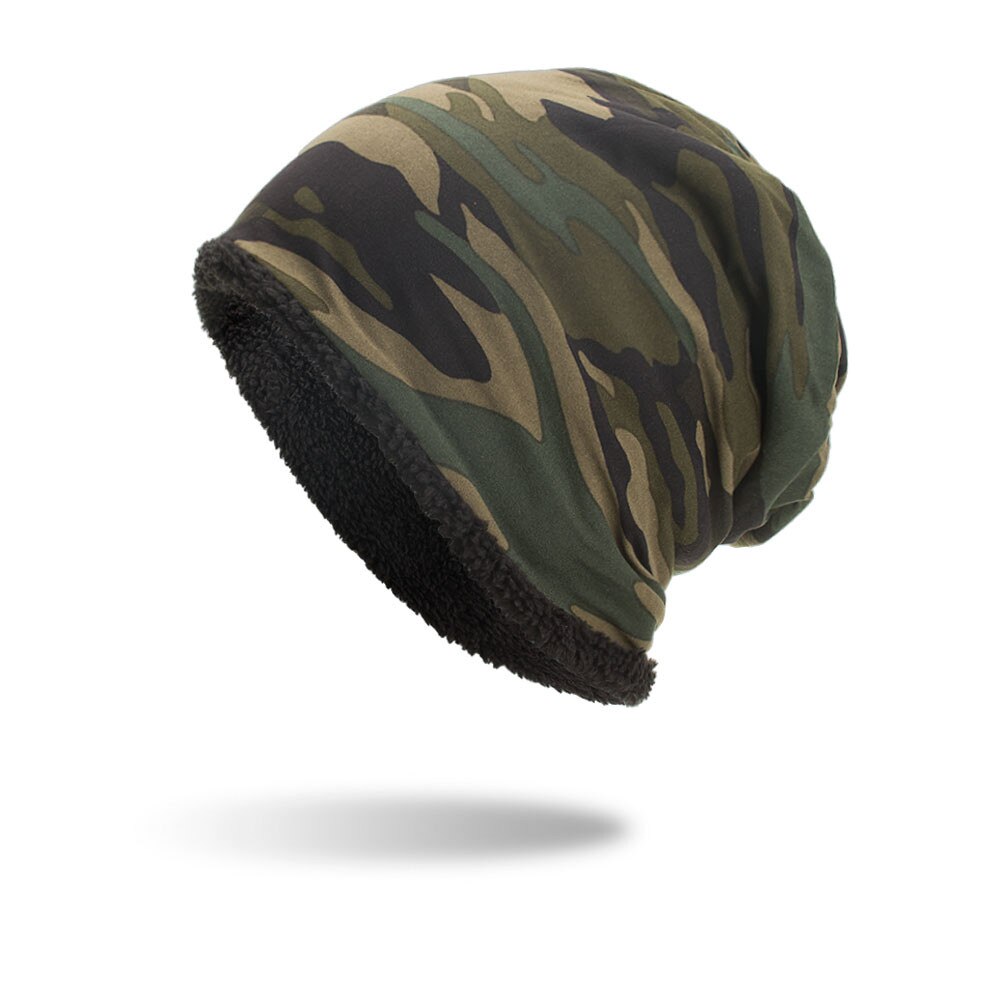 Kvinder mænd varm baggy camouflage hæklet vinteruld uld ski beanie skull caps hat шапка кепка czapka zimowa baseball spand #t2: Militærgrøn