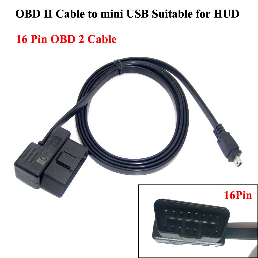 Best Wire OBDII Mini USB Cable Noodle 16Pin 16Core For HUD OBD 16 Pin Suitable for ActiSafety ASH-4C/4C/ASH-4E Head Up Disp