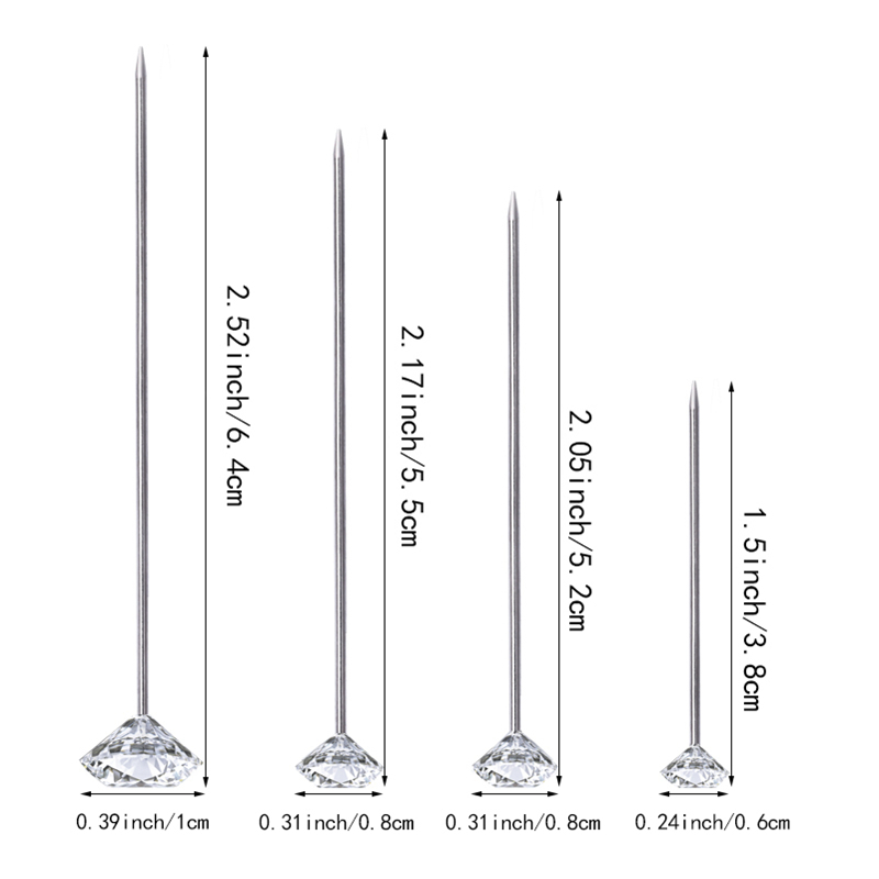 Miusie 100/150Pcs Bloem Pins Corsages Nietstiften Bruidsboeket Pins Crystal Pins Bloemen Boeket Pins Clear