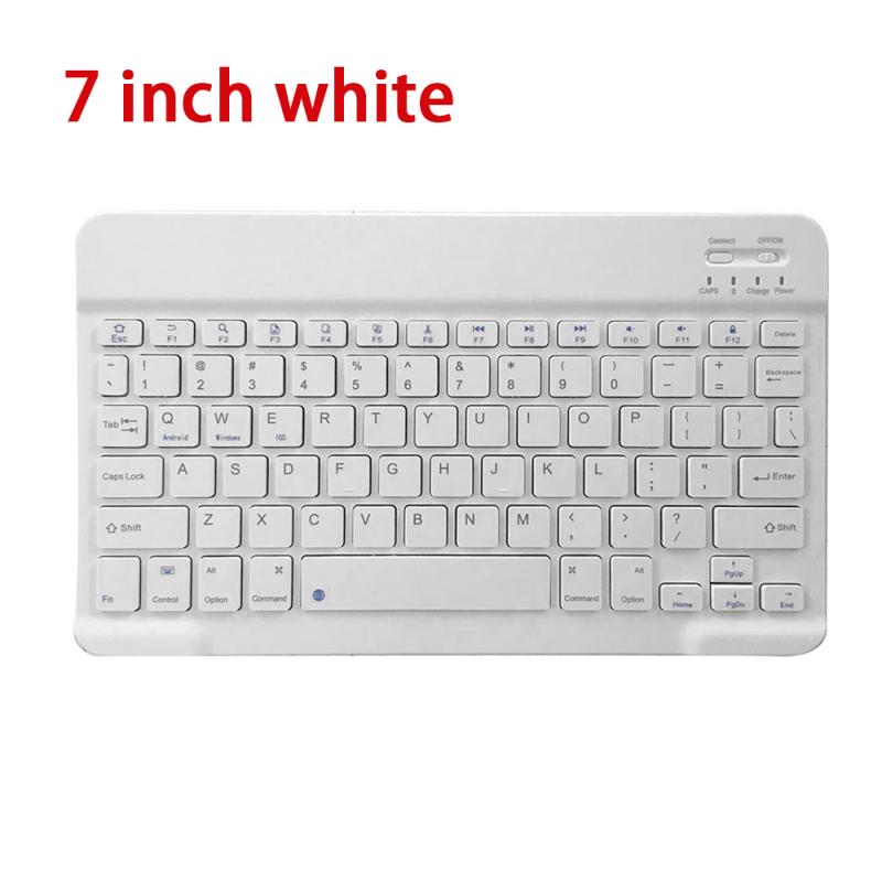 Hawken Draadloze Toetsenbord Bluetooth Toetsenbord Voor Ipad Tablet Laptop Draagbare Ultra Slanke Smartphone Computer Randapparatuur: 7 inch white