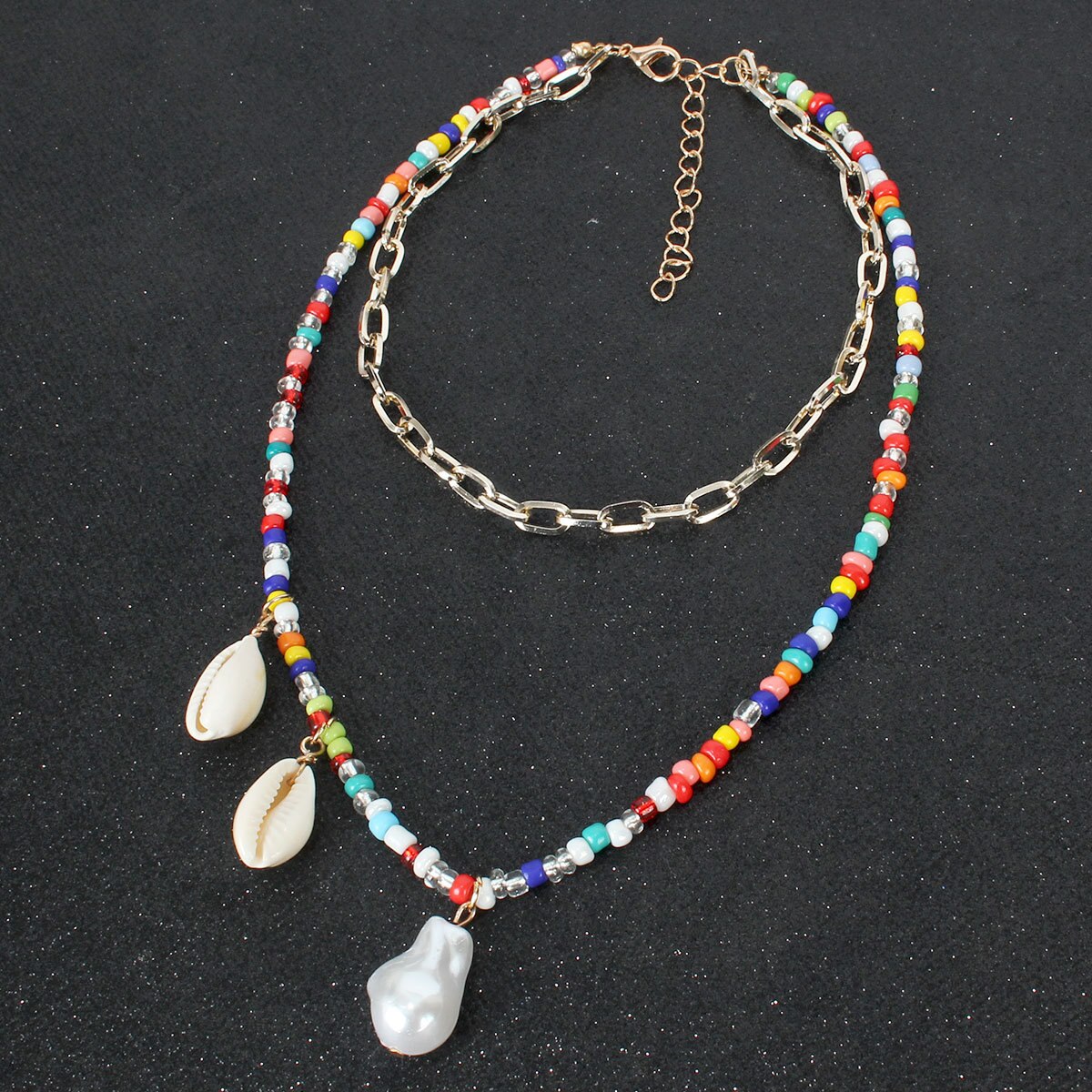 Sommer tilbehør strand farverige beaded shell halskæde heteromorfe perle vedhæng halskæde pige