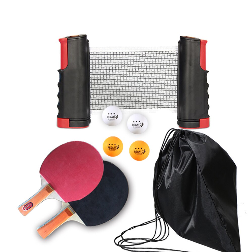 Ping Pong Racket Set Portable Retractable Mesh Net Rack Bat Set Table Tennis Competition at Home Sports Equipment: Set 2