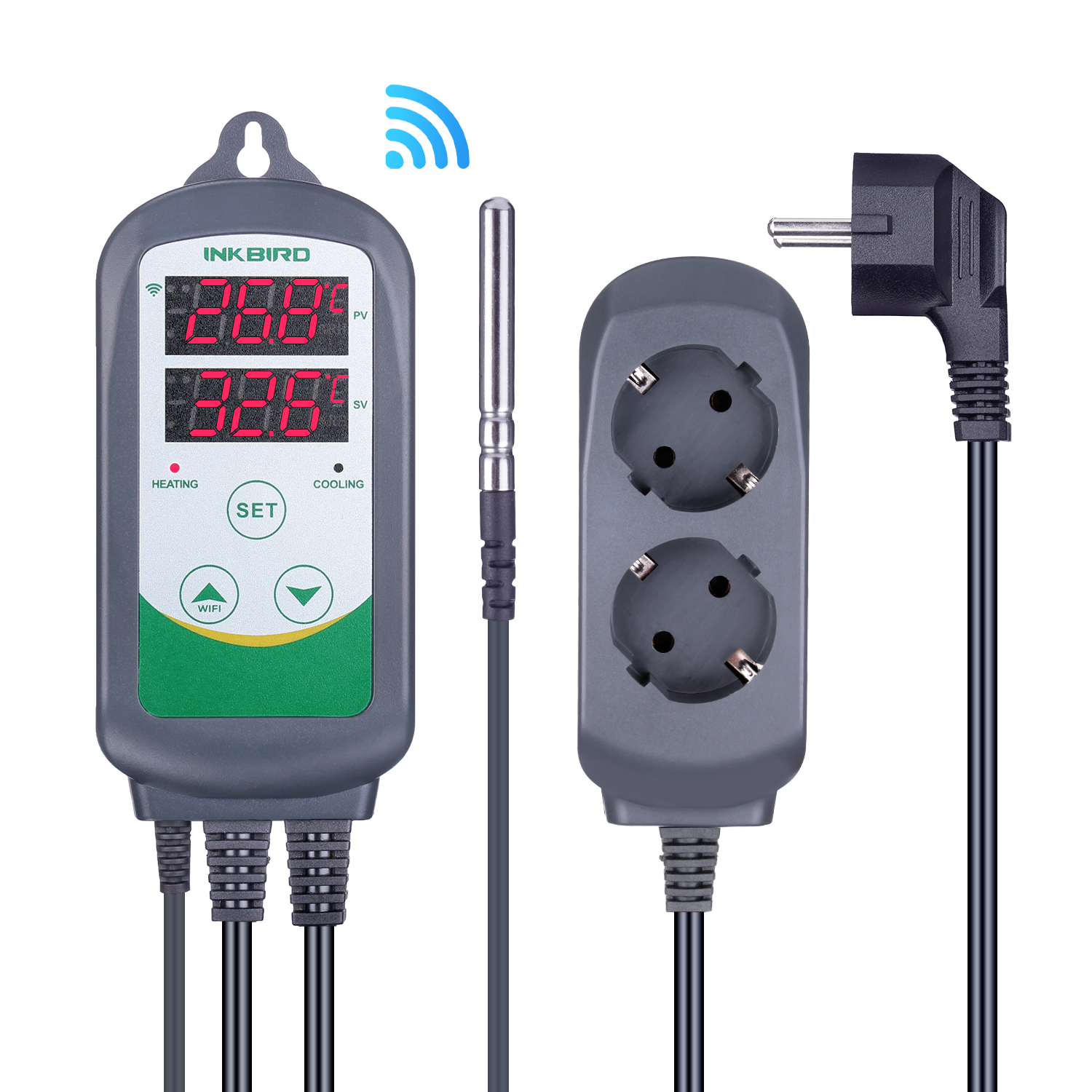 INKBIRD-controlador de temperatura de refrigeración, termostato regulador para invernadero, elaboración casera, enchufe de la UE, WIFI, ITC-308 y 308: Naranja