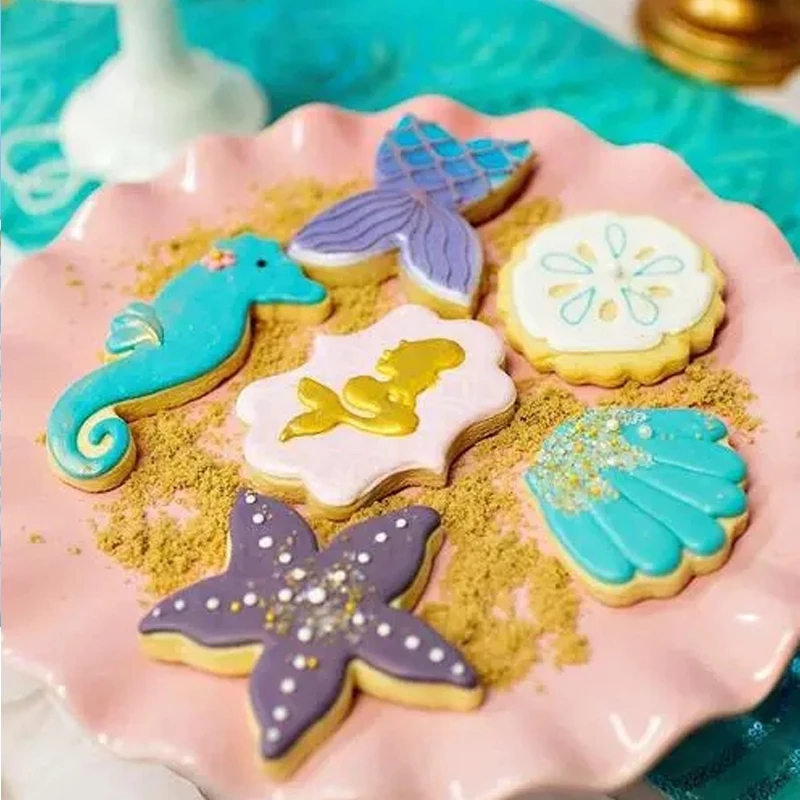 Ensemble de moules à biscuits en queue de sirène, 1 ensemble, moules à Fondant pour enfants, fête d&#39;anniversaire, cuisson de gâteaux, décor