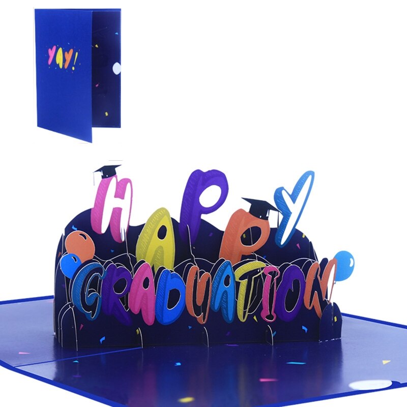 3D Pop Up Card Happy Graduation Greeting Cards Congratulations Card for College High School Congrats Grad Cards: Blue