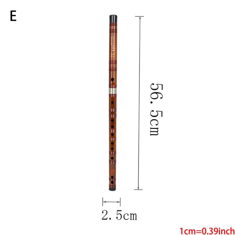 Bamboo Flute - C, D, E, F, G Key - Open Hole Design - Bitter Bamboo Musical Instrument: E