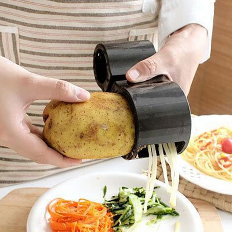 Rebanador en espiral de doble cabezal, rallador de calabacín, fideos, Pasta, espagueti, cortador de verduras, pelador con afilador de cuchillos, piedra amoladora