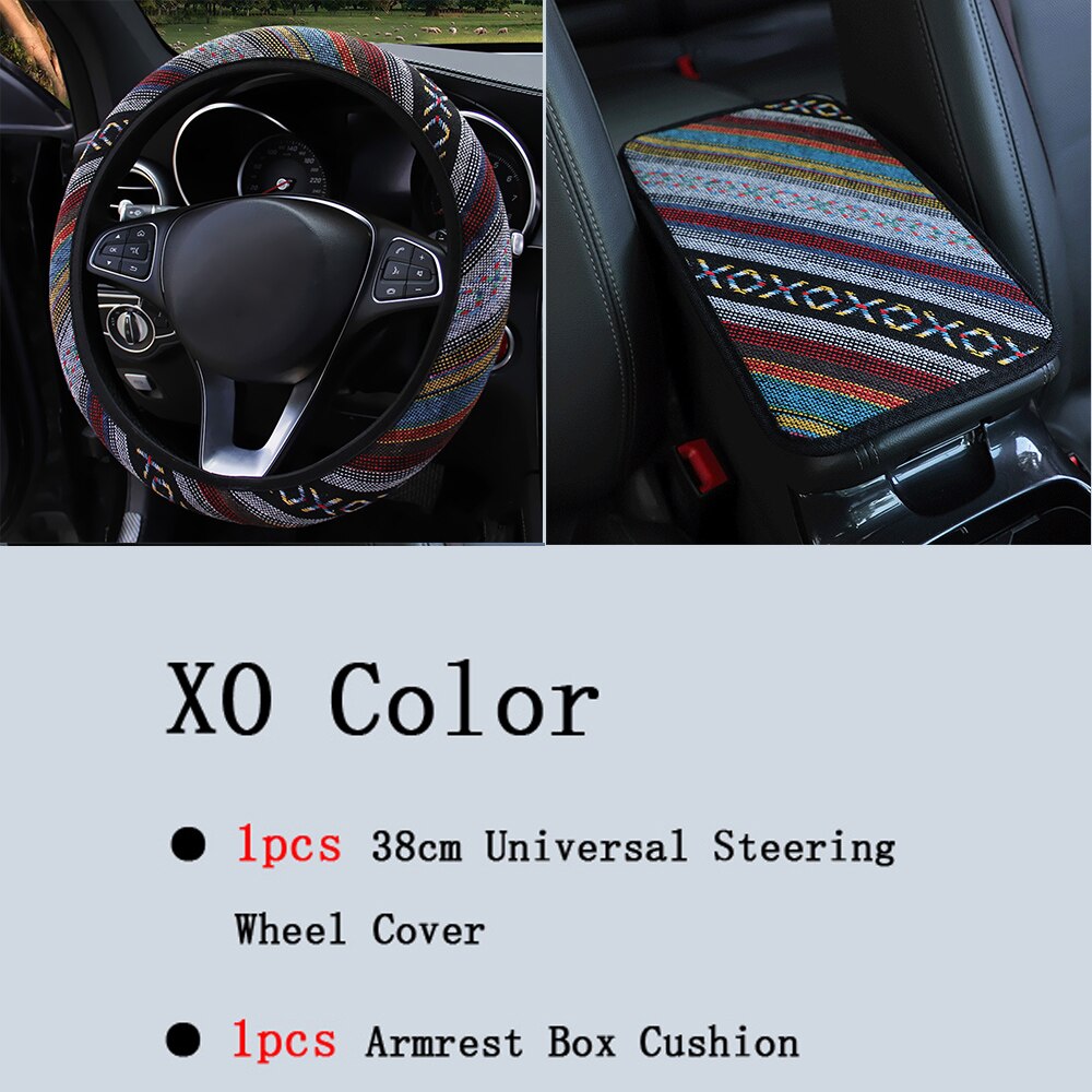 Auto Armlehne Box Kissen Vier Jahreszeiten Ethnische Stil Leinen Stoff Atmungs Nicht-slip Zentrale Griff Box Abdeckung Auto Zubehör: XO models C