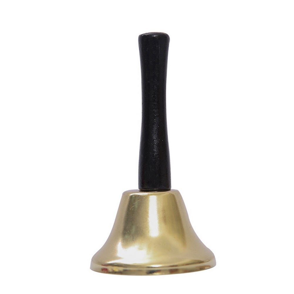 1Pc Kerstman Hand Bell Staal Service Handbells Met Zwarte Houten Handgrepen Voor Scholen Diner Bellen Senioren Decor Xmas Prop: golden