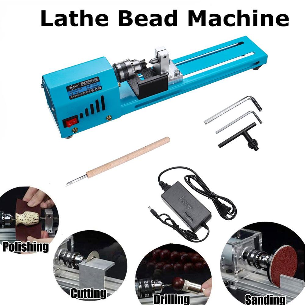 150W Electric Wood Lathe Beads Grinding Polisher and Polishing Beading Machine DIY Woodworking Buddha Pearl Drill Rotary Tool