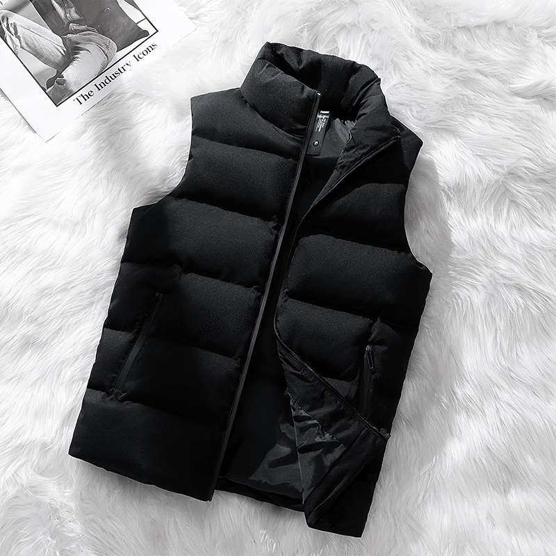Chaleco para hombre Otoño e Invierno chaleco cálido de algodón estilo coreano Joker chaqueta sin mangas de Top: XXXL / Negro