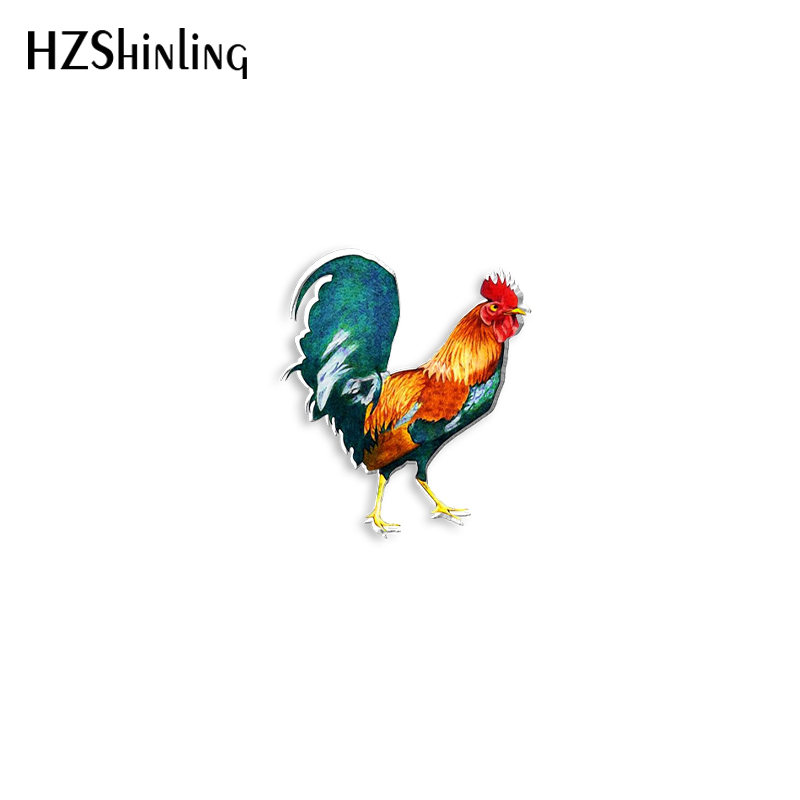 2023 Leuke Kip Acryl Revers Pin Haan Epoxy Vlindersluiting Pin Handgemaakte Vlinder Broche: Imitation Rhodium Plated