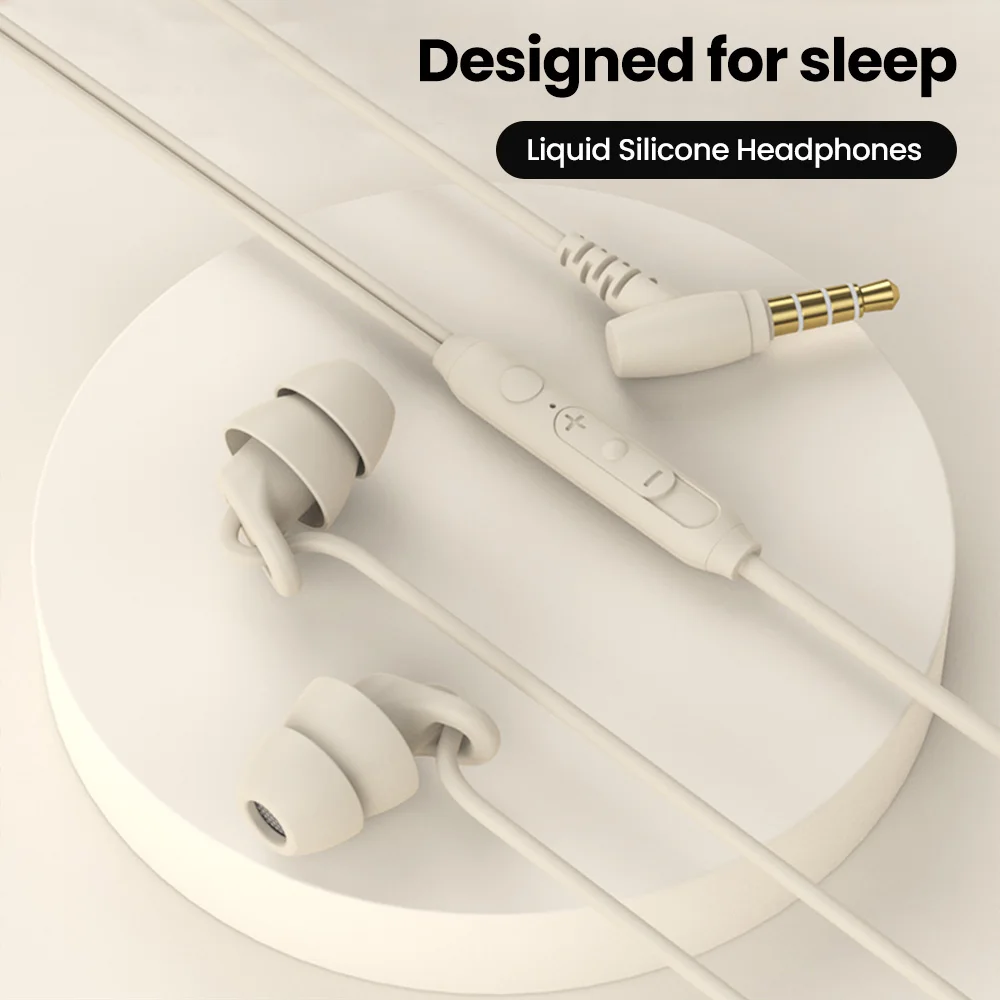 Sound Insulation In Ear Sleep Headphones Soft Silicone Comfort Wearing Anti Noise Side Sleeping Wired Music Earphones