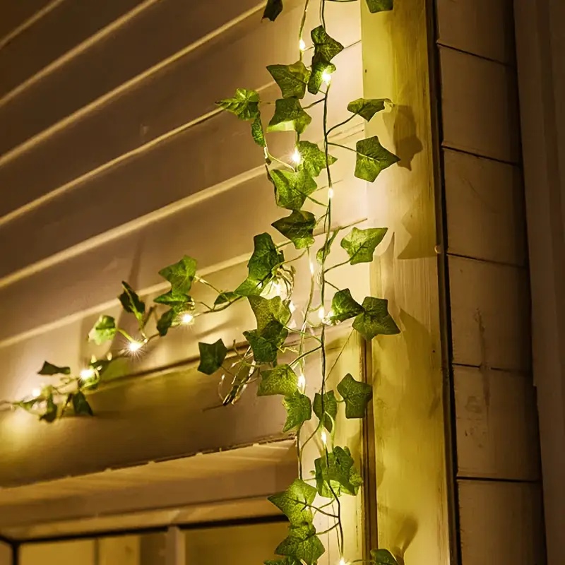 Guirnalda de luces solares de vid 50/100LED con 8 modos, hoja de hiedra Artificial, luz de hadas Solar para exteriores, decoración navideña para jardín al aire libre
