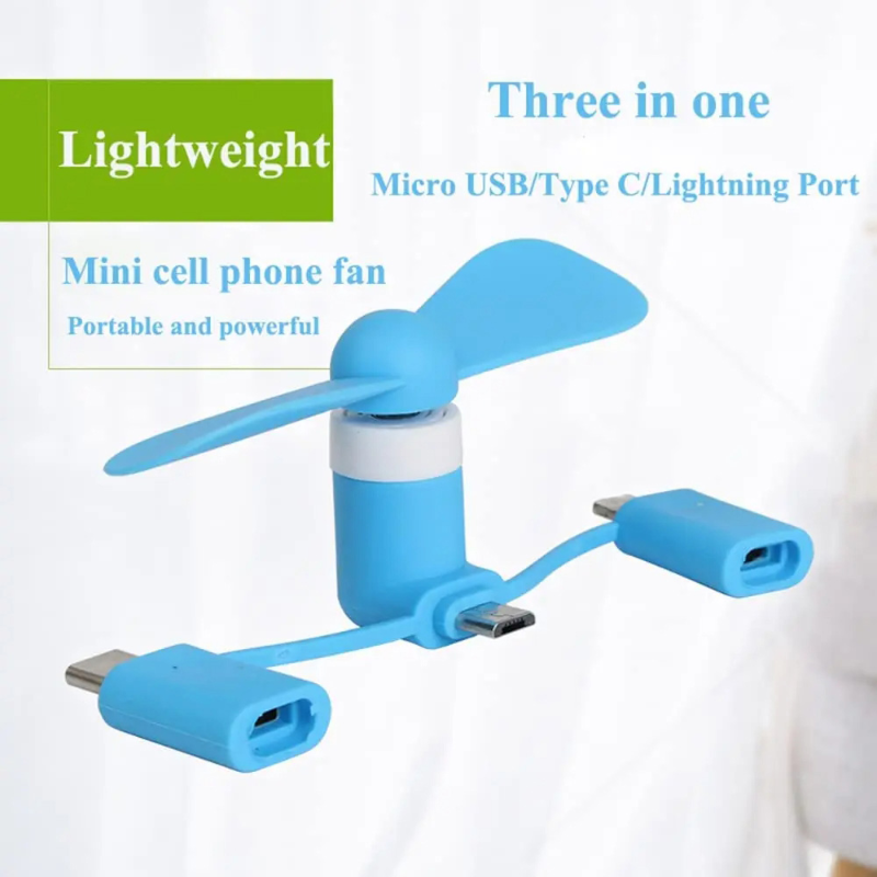 3 in 1 bærbar rejse mobiltelefon mini ventilator køler til android type-c micro usb c til ipad iphone 16 5 6s 7 plus 8 x xs