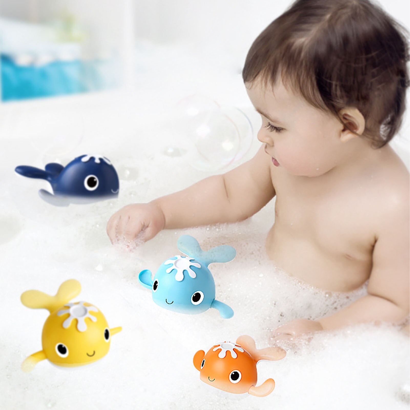 4 Stks/set Baby Vissen Walvis Speelgoed Leuke Baby Bad Fun Soft Drijvende Speelgoed Kids