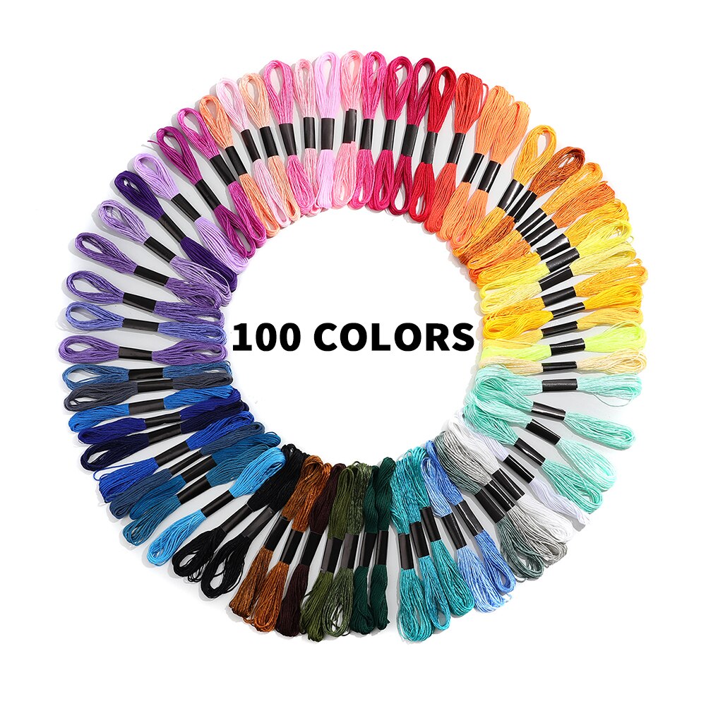 Random 100 Colors embroidery DIY Silk Line Branch Threads Similar Dmc Thread Floss Skein Cross Stitch Embroidery Threads Set