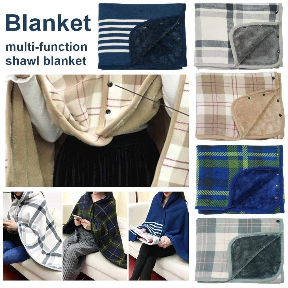 Manta multifunción De doble capa para mujer, manta De tartán a cuadros, bufanda, chal, manta cálida para invierno, Sudadera con capucha, novedad