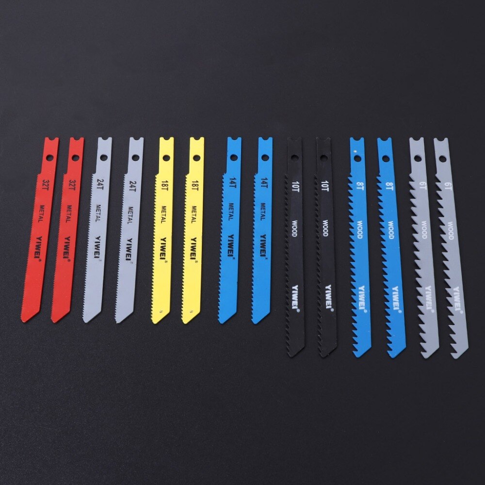 14 Pcs Jigsaw Blades Set T Shank Fitting Jig Saw Metal Plastic Wood Blades