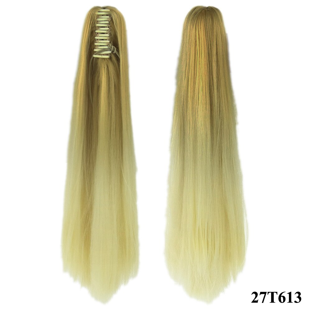 Lange Rechte Synthetische Paardenstaart Vrouwen Ombre Hair Stuk Staart Hoge Temperatuur Fiber Pony Tail Hair Extensions voor Dame: 27t613