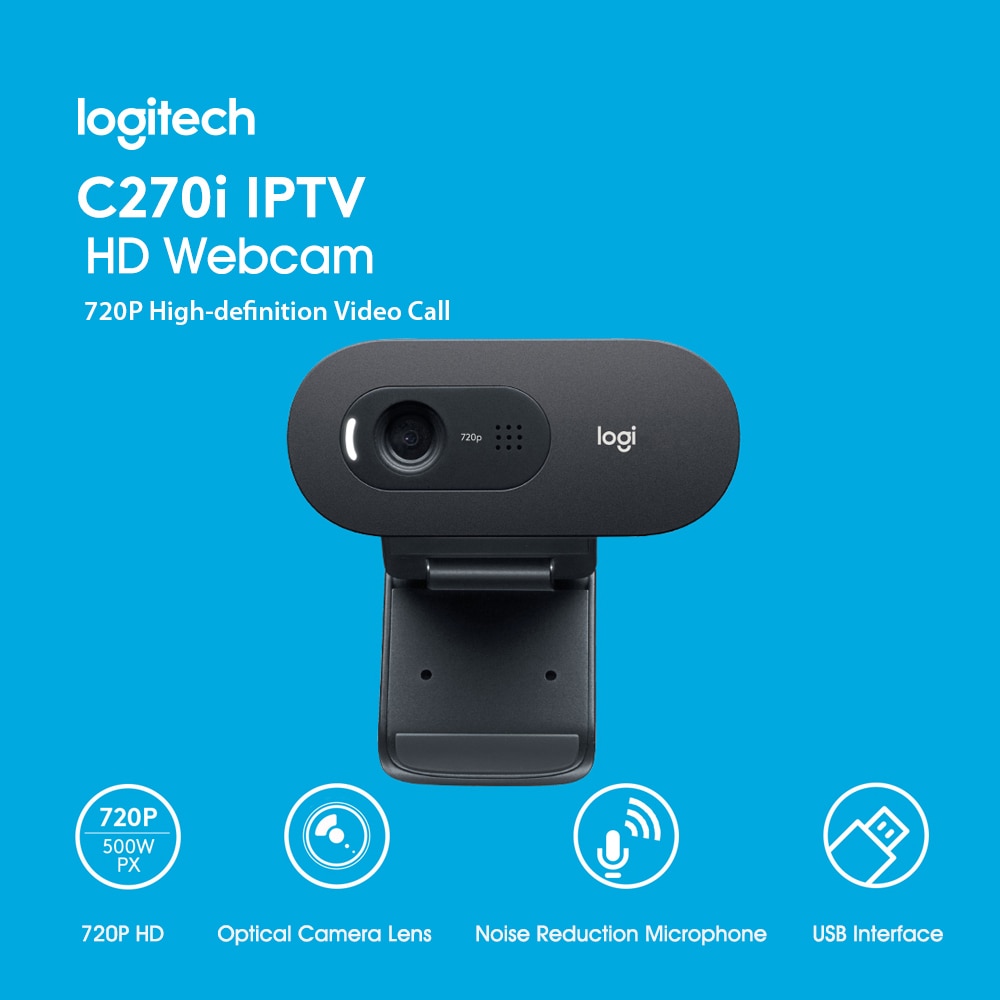 Webcam logitech original c270i, computador desktop, unidade livre para notebook, curso on-line, gravação de vídeo, chat, usb hd