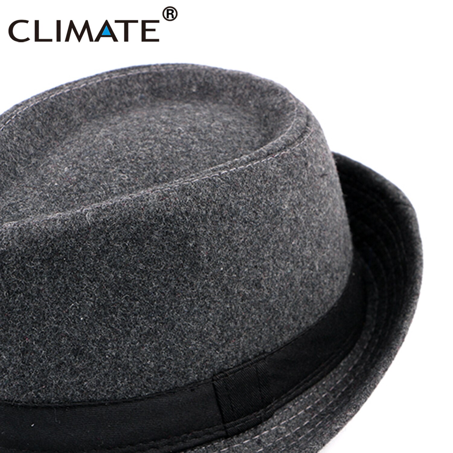 KLIMA Männer Jazz Hütte Gentry Fedora Warme Formalen Hütte für Mann Feste Winter Polyester Woll Filzhüte Kappe Schwarz Fedora Männer Hütte Kappe