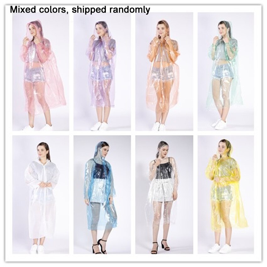 Wegwerp Regen Poncho Pack Voor Volwassen Regenjas In Bulk, Waterdicht Herbruikbare Pe Materiaal Voor Anti Fouling Barrière Beschermende Gown: Random color mixing
