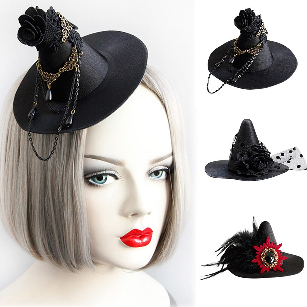Hoeden Retro Gothic Unisex Custume Cosplay Zwarte Hoed Klein Licht-up Grappig Hoofdband Party Top Hoed #1