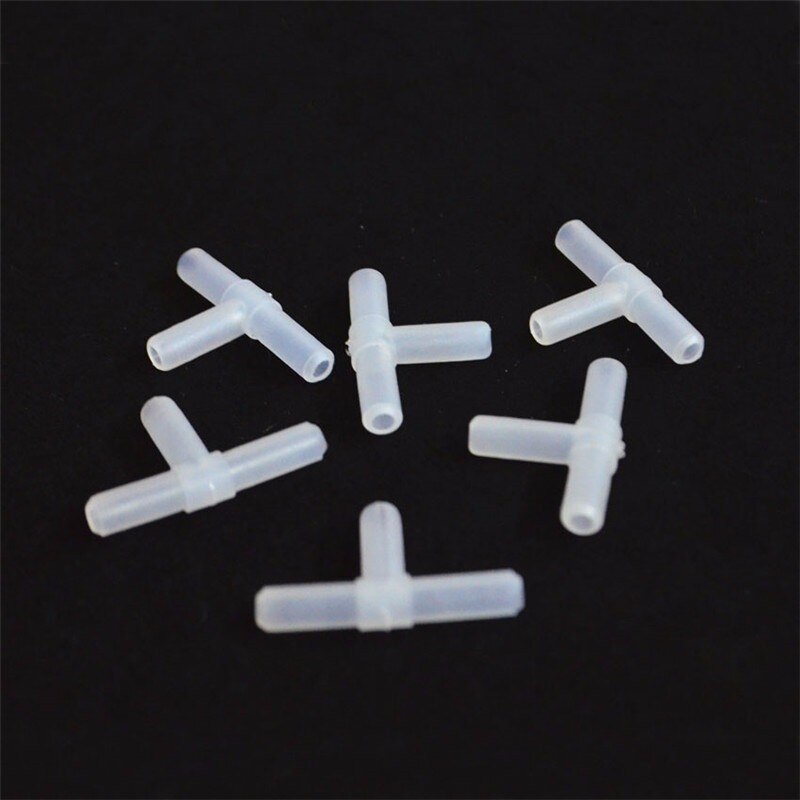 10Pcs 4Mm Plastic T-Weg 3-Way Hose Aquarium Fish Tank Luchtpomp Line Tubing Gewrichten cross Connectors Pomp Air Tube Accessoires