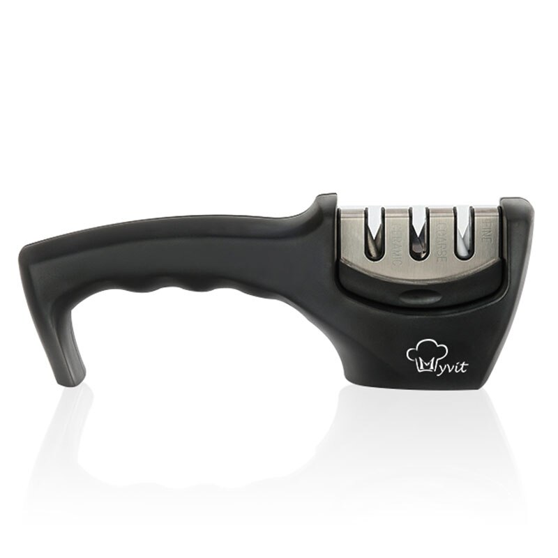 Knife Sharpener Diamond Stainless Steel Knife sharpening Tool Carbide Ceramic Knife Kitchen Tools Sharpening Stone: black