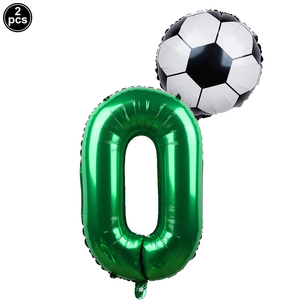 2pcs/lot 32inch Green Number Foil Ballons 18inch Soccer Helium Ballons Football Soccer Birthday Parti Sports Themed Party Decors